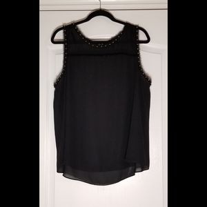 A.N.A Black Sleeveless Blouse w Studs Size XL
